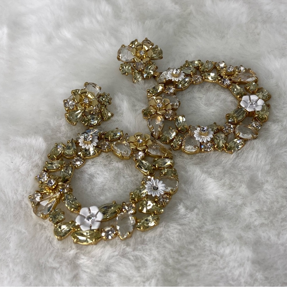 J CREW FLORAL HOOP STATEMENT EARRINGS